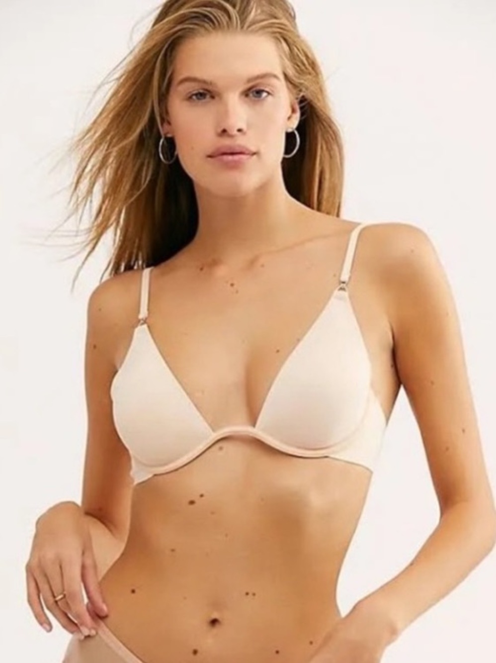 NWT Free People Intimately Ari Underwire Plunge Bra Convertible Nude Beige 34A